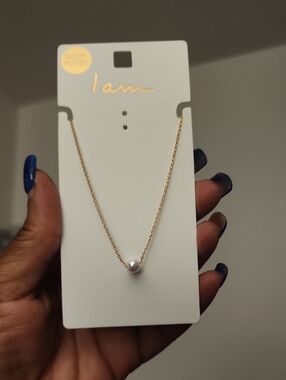 I Am Gold-Plated Pearl Pendant Necklace